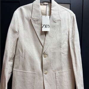 Zara Beige Linen Blazer